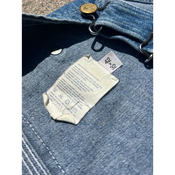 Vintage Dickies Overalls Men Size 42x32 Blue Distressed Cotton Denim Button Fly - Picture 13 of 13